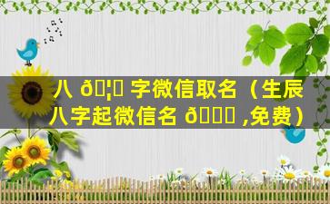 八 🦆 字微信取名（生辰八字起微信名 🐋 ,免费）